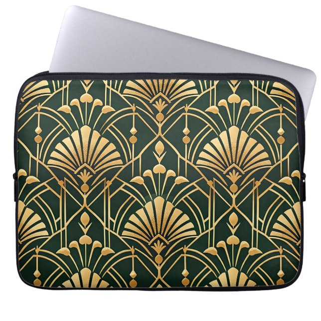 Capa Para Notebook Emerald Gold Art Deco Pattern (Frente)
