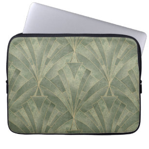 Capa Para Notebook Emerald Green e Dourado padrão de arte deco