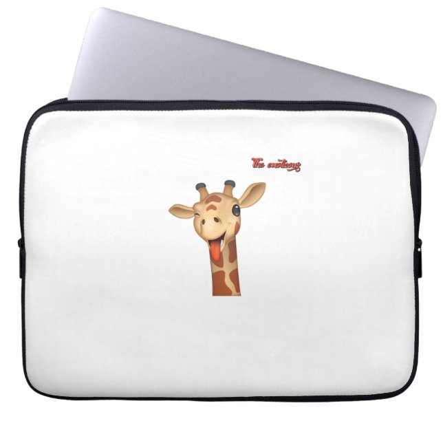 Capa Para Notebook emoji a piscar a língua na face da girafa (Frente)