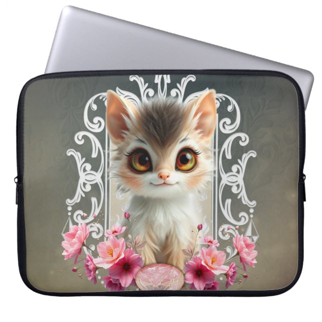 Capa Para Notebook Encantador, gatinho fofo (Frente)