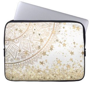 Capa Para Notebook Encantando Mandala com Douradas Estrelas sobre Bra