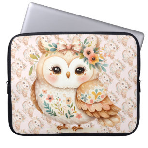 Capa Para Notebook Encanto de Coruja Boho Cottagecore Floral Farmcore