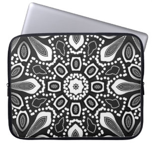 Capa Para Notebook Energia tribal Mandala em preto-e-branco