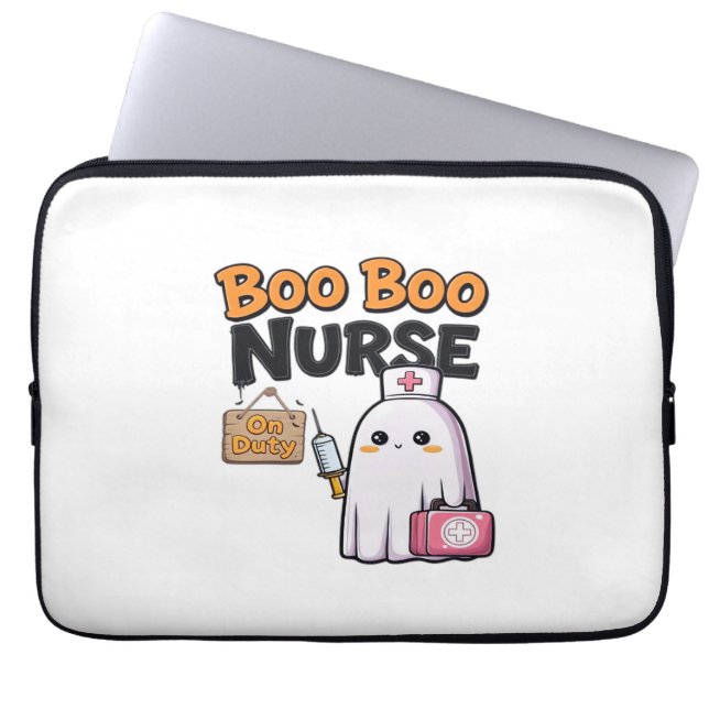Capa Para Notebook Enfermeira Boo em T-Shirt Clássica de Serviço (Frente)