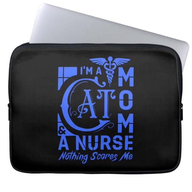 Capa Para Notebook Enfermeira Cat Mamãe - Presente Engraçado para Enf (Frente)