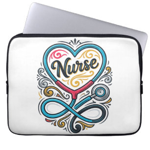Capa Para Notebook Enfermeira Coração Estetoscópio Desenho de Gravura