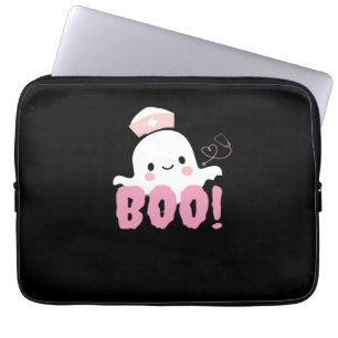 Capa Para Notebook Enfermeira do Dia das Bruxas Camisa Mulheres Boo!