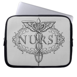 Capa Para Notebook enfermeira oval prateada caduceus