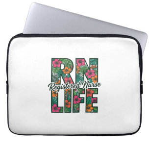 Capa Para Notebook Enfermeira Registrada RN Vida Floral Desenho Vetor