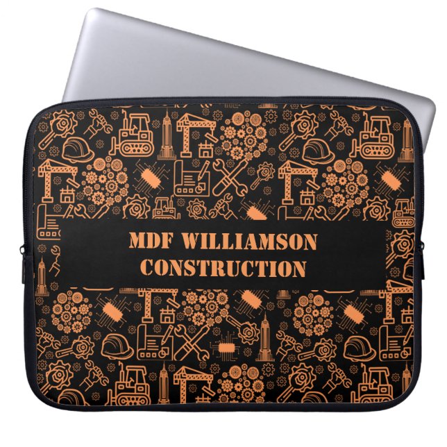 Capa Para Notebook engenheiro Blueprint arquitetônico preto e marrom (Frente)