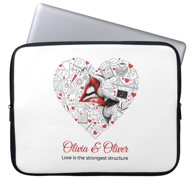 Capa Para Notebook Engineer Love Strongest Structure Valentine (Frente)