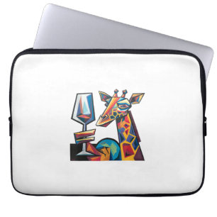 Capa Para Notebook Engraçado Colorida Girafa Bebendo Vinho Vermelho C