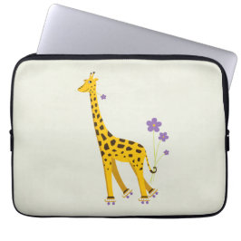 Capa Para Notebook Engraçado Giraffe Roller Skating 15 pol