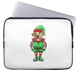 Capa Para Notebook Engraçado Natal Elf Yellow Lab Dog Yellow Labrador