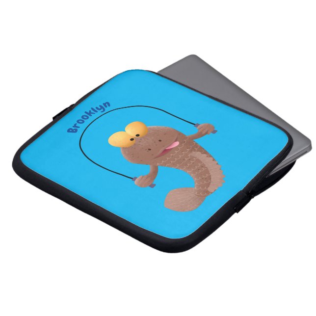 Capa Para Notebook Engraçado saltando desenho de peixe (Frente Topo)