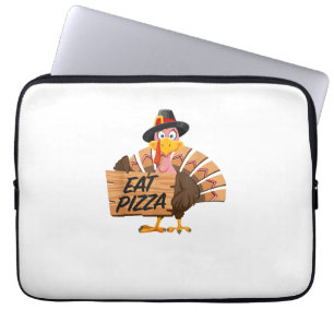 Capa Para Notebook Engraçado Turquia Ação de Graças Comer Pizza Vegan