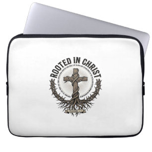 Capa Para Notebook Enraizado na Cruz de Cristo Gravura Vintage Cristã