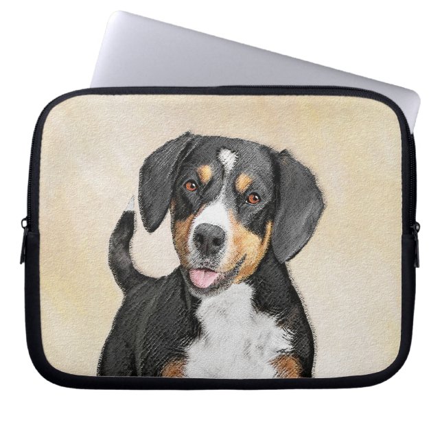 Capa Para Notebook Entlebucher Mountain Dog Painting - Arte Original (Frente)