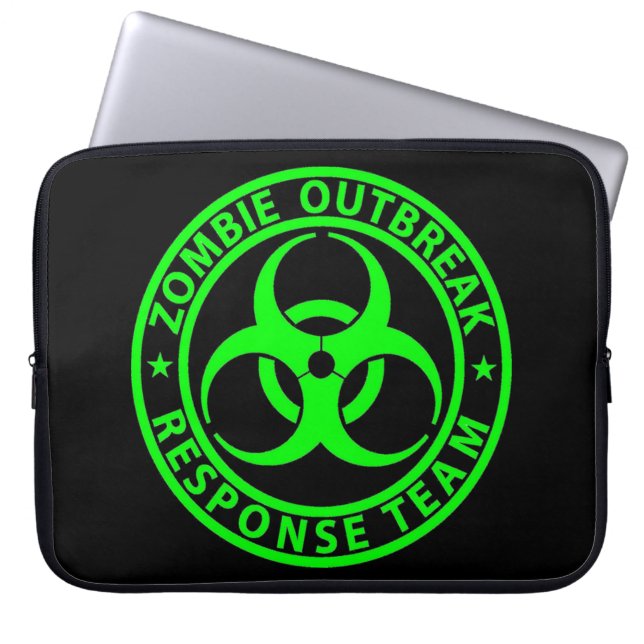 Capa Para Notebook Equipe de Resposta a Surtos de Zumbis Verde Neon (Frente)