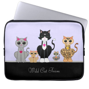 Capa Para Notebook Equipe Gato Gatinho Selvagem em Periwinkle Claro &