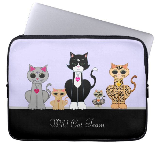 Capa Para Notebook Equipe Gato Gatinho Selvagem em Periwinkle Claro & (Frente)