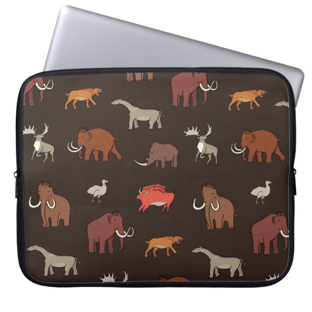 Capa Para Notebook Era Mamute: Padrão Temático Pré-Histórico. (Frente)