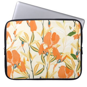 Capa Para Notebook Erris de laranja: padrão floral uniforme