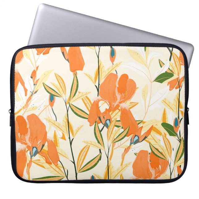 Capa Para Notebook Erris de laranja: padrão floral uniforme (Frente)