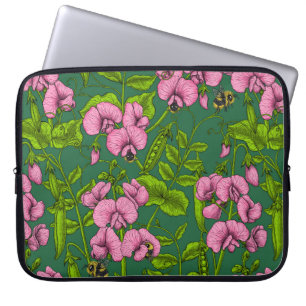 Capa Para Notebook Ervilhas doces e espécimes do gênero Bombus spp.,