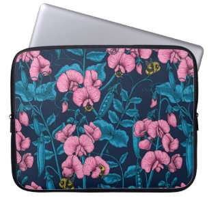 Capa Para Notebook Ervilhas doces e espécimes do gênero Bombus spp.,