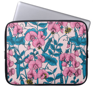 Capa Para Notebook Ervilhas doces e espécimes do gênero Bombus spp.,