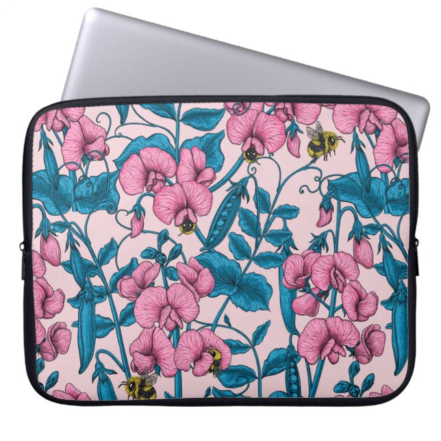 Capa Para Notebook Ervilhas doces e espécimes do gênero Bombus spp.,  (Frente)