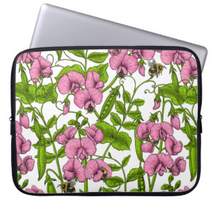 Capa Para Notebook Ervilhas doces e espécimes do gênero Bombus spp.,