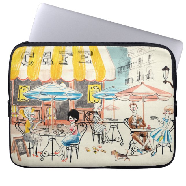 Capa Para Notebook Esboço bonito da cena de France Café (Frente)
