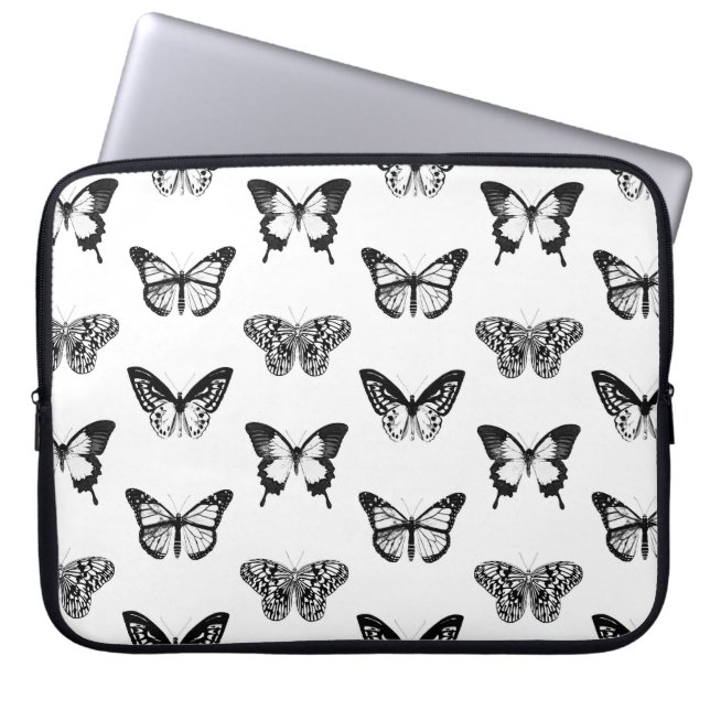 Capa Para Notebook Esboço da borboleta, branco e preto (Frente)