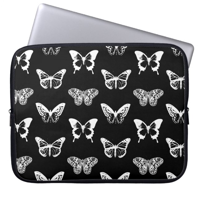 Capa Para Notebook Esboço da borboleta, branco e preto (Frente)
