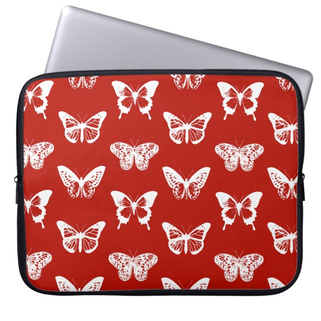 Capa Para Notebook Esboço da borboleta, vermelho e branco profundos (Frente)