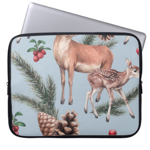 Capa Para Notebook Esboço dos animais de inverno, fundo azul.