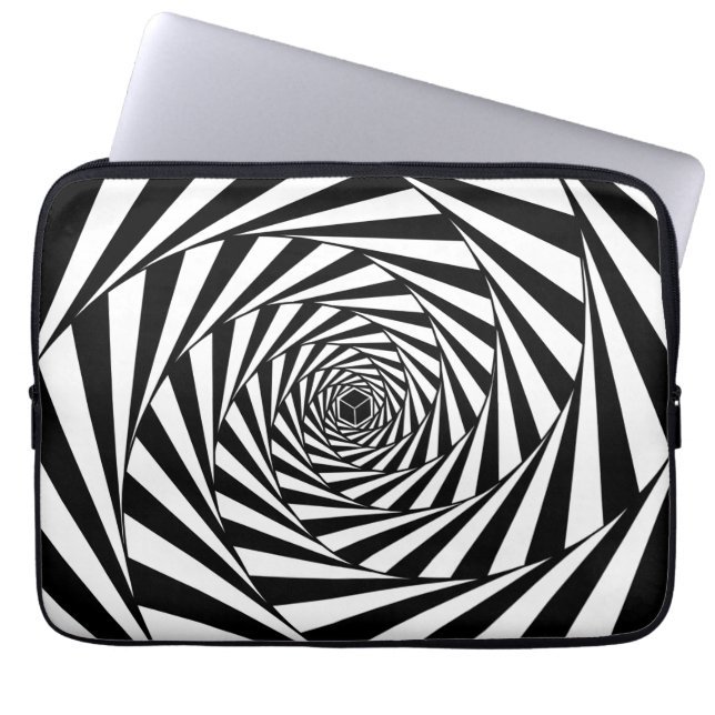 Capa Para Notebook Escada Espiral abstrato preto e branco (Frente)
