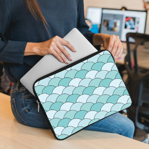 Capa Para Notebook Escamas de Dragão, Ventoinhas, Ondas, Seigaiha, Az
