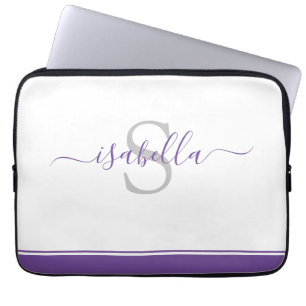 Capa Para Notebook Escrita Girly Roxa Mínima Moderna Monogramada
