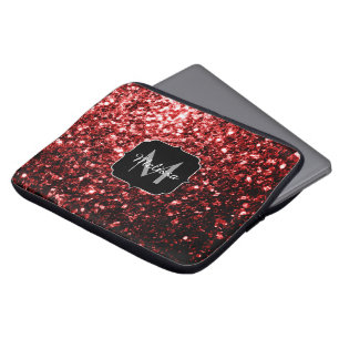 Capa Para Notebook Escuro Vermelho Escuro brilha Glamor Monograma