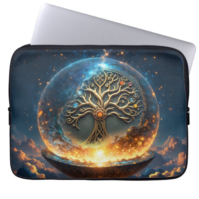 Capa Para Notebook Esfera da Vida – A Árvore do Mundo Dourada.  (Frente)
