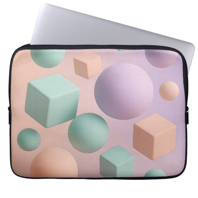 Capa Para Notebook Esferas Geométricas Pastel Cubos (Frente)
