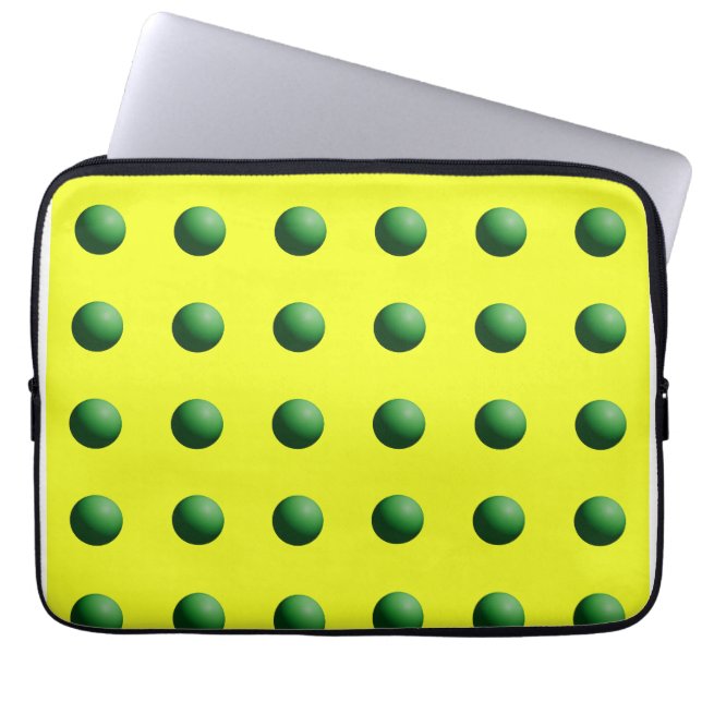 Capa Para Notebook Esferas Verdes sobre Amarelo (Frente)