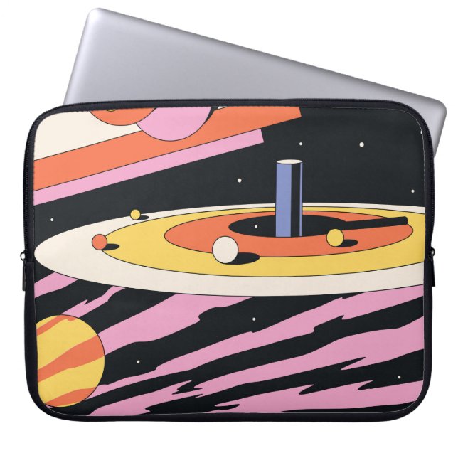 Capa Para Notebook Espaço Psicodélico: Formas Geométricas dos anos 70 (Frente)