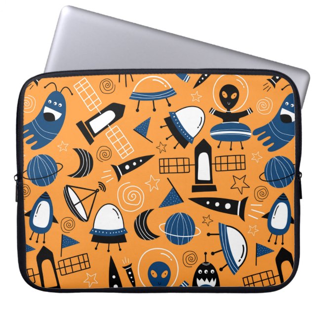 Capa Para Notebook Espaçonaves de alienígena, planetas, galáxias ondu (Frente)