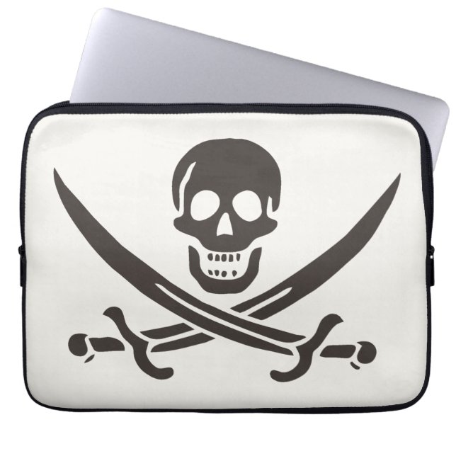 Capa Para Notebook Espadas do Crânio Obsidiana Bandeira pirata de Cal (Frente)