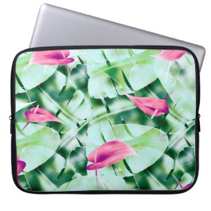 Capa Para Notebook Espelho das folhas tropicais sem costura, retrato