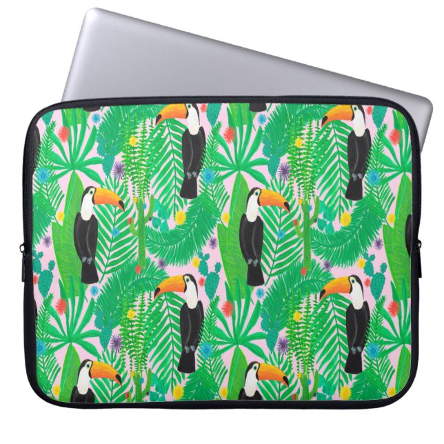 Capa Para Notebook Espelho sem costura tropical brilhante com t (Frente)